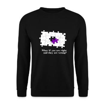 Puzzle - what if you are right and they are wrong? - Unisex Pullover - Schwarz - Vorne - Alina (178cm) & Michal (187cm)