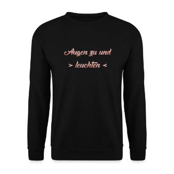 Augen zu und leuchten - Unisex Pullover - Schwarz - Vorne - Alina (178cm) & Michal (187cm)