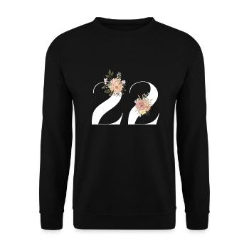 22e anniversaire fleuris (Cadeau de 22 ans) - Sweat-shirt Unisexe - noir - Devant - Alina (178cm) & Michal (187cm)