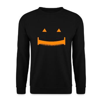 Pumpkin Face Saw Blade - Unisex Sweatshirt - black - Front - Alina (178cm) & Michal (187cm)