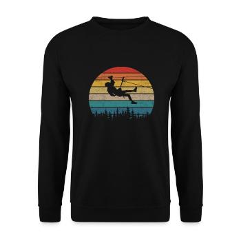 Zipline Retro Vintage Berge Wandern Natur - Unisex Pullover - Schwarz - Vorne - Alina (178cm) & Michal (187cm)