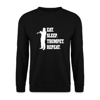 Trompete lustiger Musik Instrument Musiker Spruch - Unisex Pullover - Schwarz - Vorne - Alina (178cm) & Michal (187cm)