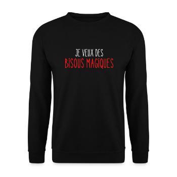 Je veux des Bisous Magiques - Sweat-shirt Unisexe - noir - Devant - Alina (178cm) & Michal (187cm)