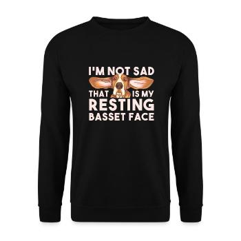 Basset Hound Geschenk - Unisex Pullover - Schwarz - Vorne - Alina (178cm) & Michal (187cm)