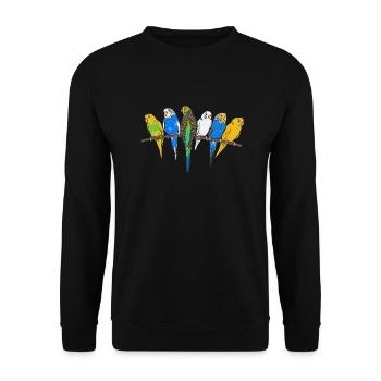Budgerigar Parakeet Bird Pet Gift - Unisex Sweatshirt - black - Front - Alina (178cm) & Michal (187cm)