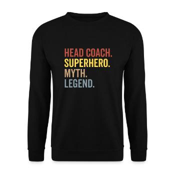 Head Coach Superhero Myth Legend - Unisex Sweatshirt - black - Front - Alina (178cm) & Michal (187cm)