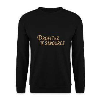 Profitez et savourez - Sweat-shirt Unisexe - noir - Devant - Alina (178cm) & Michal (187cm)
