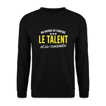 talent et modestie / citation humour - Sweat-shirt Unisexe - noir - Devant - Alina (178cm) & Michal (187cm)