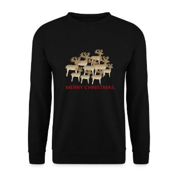 Christmas Reindeer - Unisex Sweatshirt - black - Front - Alina (178cm) & Michal (187cm)