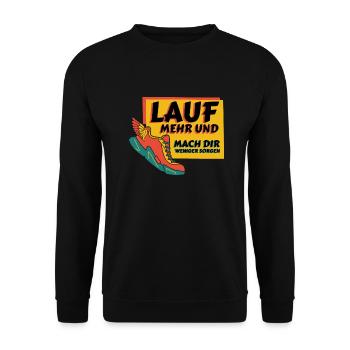 Lustiges Marathon Läufer Laufen Cross Country - Unisex Pullover - Schwarz - Vorne - Alina (178cm) & Michal (187cm)