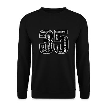 35. Geburtstag Wow Lustiges Motiv Nummer Ziffer 35 - Unisex Pullover - Schwarz - Vorne - Alina (178cm) & Michal (187cm)