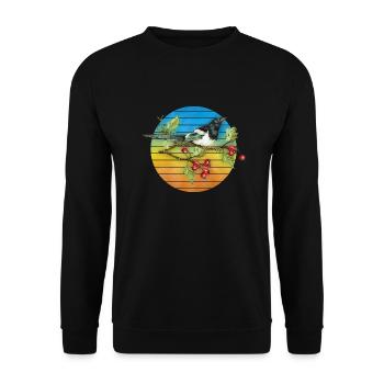 Bunter Vogel - Unisex Pullover - Schwarz - Vorne - Alina (178cm) & Michal (187cm)