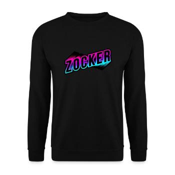 Zocker neon 3d Schriftzug für Gaming Fans - Unisex Pullover - Schwarz - Vorne - Alina (178cm) & Michal (187cm)