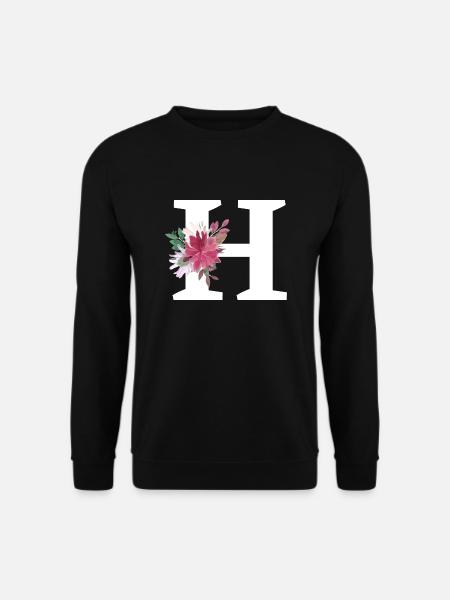 Lettre h floral - Sweat-shirt Unisexe - noir