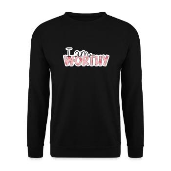 Positive Affirmation - i am worthy - Sweat-shirt Unisexe - noir - Devant - Alina (178cm) & Michal (187cm)