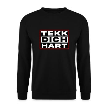 Tekk dich hart - Unisex Pullover - Schwarz - Vorne - Alina (178cm) & Michal (187cm)