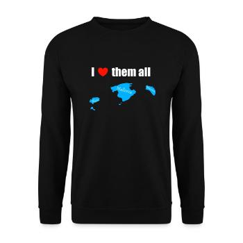 I love them all - Balearen - Unisex Pullover - Schwarz - Vorne - Alina (178cm) & Michal (187cm)
