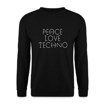 Frieden, Liebe, Techno - Unisex Pullover - Schwarz - Vorne - Alina (178cm) & Michal (187cm)