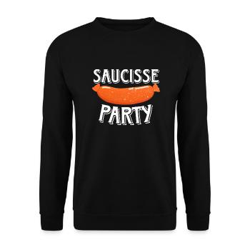 Saucisse Party - Humour Beauf Barbecue Papa Été - Sweat-shirt Unisexe - noir - Devant - Alina (178cm) & Michal (187cm)