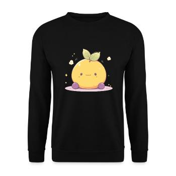 Cute Chibi Kawaii Lemon - Cute Lemon - Unisex Sweatshirt - black - Front - Alina (178cm) & Michal (187cm)
