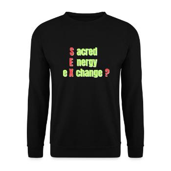 Heiliger Energieaustausch - Unisex Pullover - Schwarz - Vorne - Alina (178cm) & Michal (187cm)