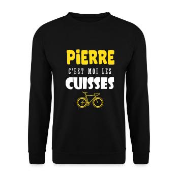 Pierre vélo c est moi les cuisses humour velo - Sweat-shirt Unisexe - noir - Devant - Alina (178cm) & Michal (187cm)