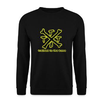 trained to the bone crossbones Bodybuilding yellow - Unisex Sweatshirt - black - Front - Alina (178cm) & Michal (187cm)