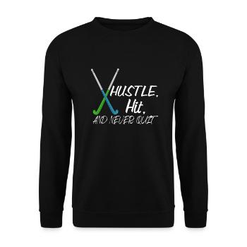 Hustle, Hit, And Never Quit Field Hockey Player - Unisex Sweatshirt - black - Front - Alina (178cm) & Michal (187cm)