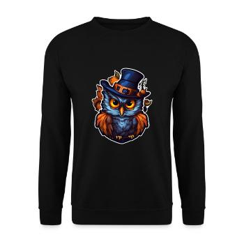 Halloween Eule - Unisex Pullover - Schwarz - Vorne - Alina (178cm) & Michal (187cm)