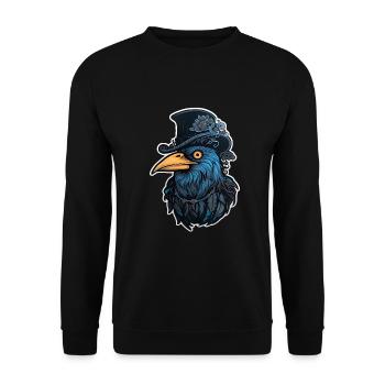 Crow with Hat Halloween - Unisex Sweatshirt - black - Front - Alina (178cm) & Michal (187cm)