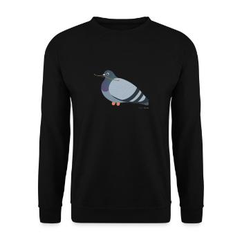 Taube mit einem Ast im Schnabel - Unisex Pullover - Schwarz - Vorne - Alina (178cm) & Michal (187cm)