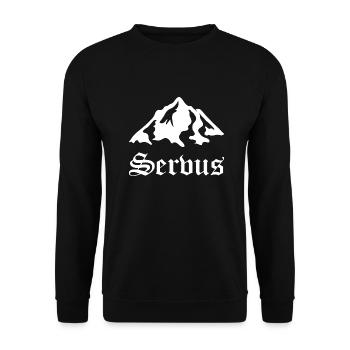 Servus Berg Berge Spruch - Unisex Pullover - Schwarz - Vorne - Alina (178cm) & Michal (187cm)
