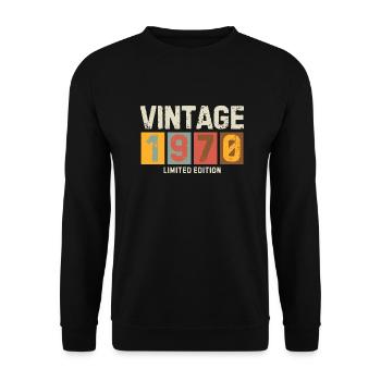 Vintage 1970 Limited Edition Classic birthday gift - Unisex Sweatshirt - black - Front - Alina (178cm) & Michal (187cm)