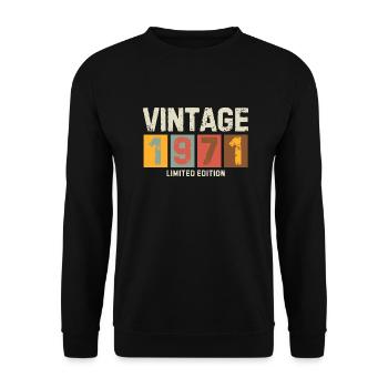 Vintage 1971 Limited Edition Classic birthday gift - Unisex Sweatshirt - black - Front - Alina (178cm) & Michal (187cm)