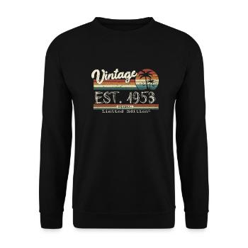 1953 Born Vintage Birthday Gift - Unisex Sweatshirt - black - Front - Alina (178cm) & Michal (187cm)