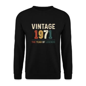 53 Jahre alter Jahrgang 1971 Geschenke zum 53. Geburtstag - Unisex Pullover - Schwarz - Vorne - Alina (178cm) & Michal (187cm)