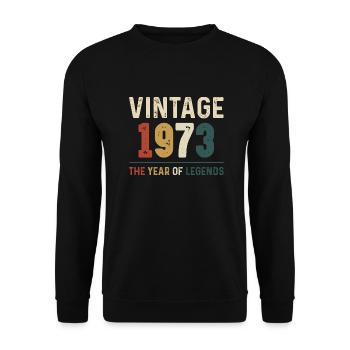 51 Jahre alter Jahrgang 1973 Geschenke zum 51. Geburtstag - Unisex Pullover - Schwarz - Vorne - Alina (178cm) & Michal (187cm)