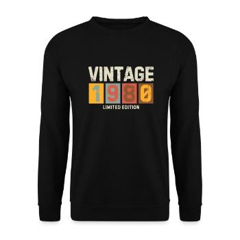 Vintage 1980 Limited Edition Classic original gift - Unisex Sweatshirt - black - Front - Alina (178cm) & Michal (187cm)