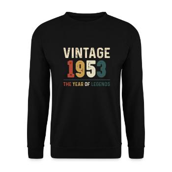 71 Jahre alter Jahrgang 1953 71. Geburtstag Geschenke für - Unisex Pullover - Schwarz - Vorne - Alina (178cm) & Michal (187cm)