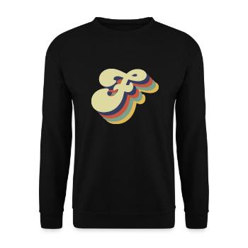 Retro-Buchstabe F - Unisex Pullover - Schwarz - Vorne - Alina (178cm) & Michal (187cm)