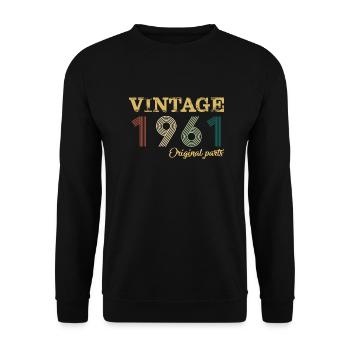 Vintage 1961 Original Parts Year Of Birth Birthday - Unisex Sweatshirt - black - Front - Alina (178cm) & Michal (187cm)