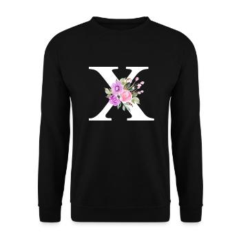 Purple floral x letter - Unisex Sweatshirt - black - Front - Alina (178cm) & Michal (187cm)