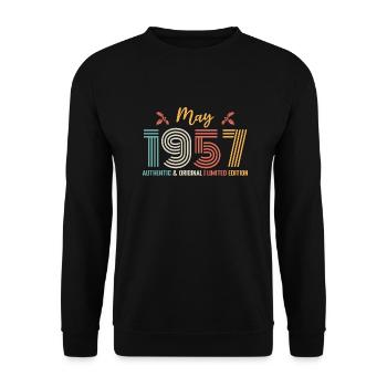 Mai 1957 Retro Geburtstag Mai 1957 - Unisex Pullover - Schwarz - Vorne - Alina (178cm) & Michal (187cm)
