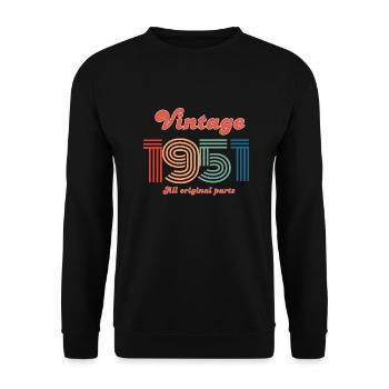Jahrgang 1951, alle Originalteile - Unisex Pullover - Schwarz - Vorne - Alina (178cm) & Michal (187cm)