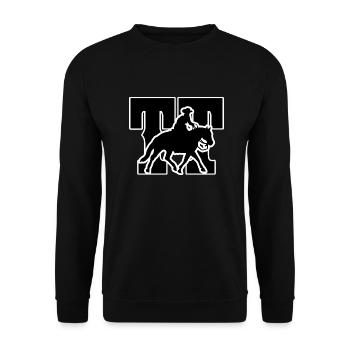 Turniertussi Design mit Westernpferd und Reiter - Unisex Pullover - Schwarz - Vorne - Alina (178cm) & Michal (187cm)