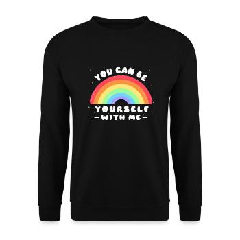Mit mir kannst du du selbst sein - LGBTQ Ally - Pride - Unisex Pullover - Schwarz - Vorne - Alina (178cm) & Michal (187cm)