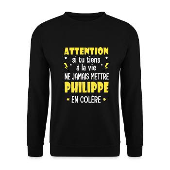 Philippe humour prénom philippe personnalisé - Sweat-shirt Unisexe - noir - Devant - Alina (178cm) & Michal (187cm)