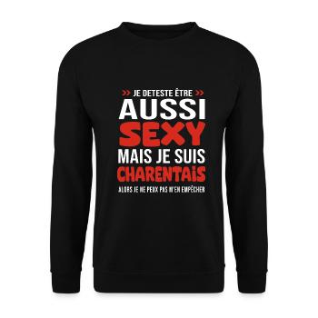 je deteste d être aussi sexy - je suis Charentais - Sweat-shirt Unisexe - noir - Devant - Alina (178cm) & Michal (187cm)