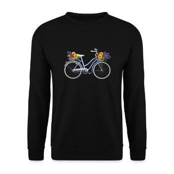 Fahrrad mit Lavendel - Unisex Pullover - Schwarz - Vorne - Alina (178cm) & Michal (187cm)