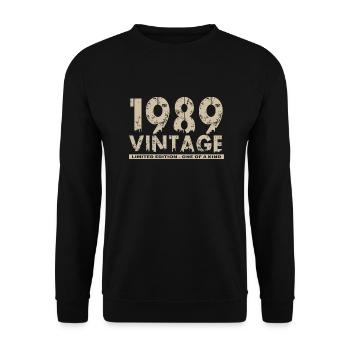 Jahrgang 1989 Bursdag - Unikat - Unisex Pullover - Schwarz - Vorne - Alina (178cm) & Michal (187cm)